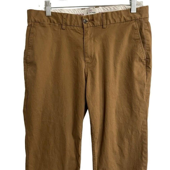Ben Sherman Stretch Slim Fit Pants 33 X 32 Brown Brass Chino Flat Front … - Picture 2 of 8